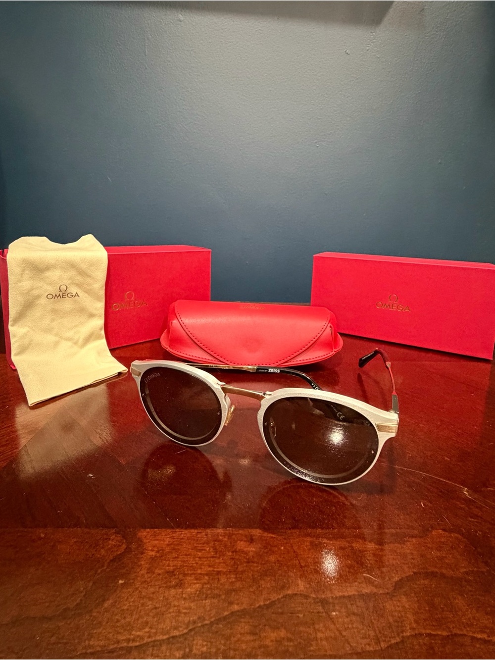 Omega Made in Italy OM0029/S 16C Round Sunglasses with Case and Box350